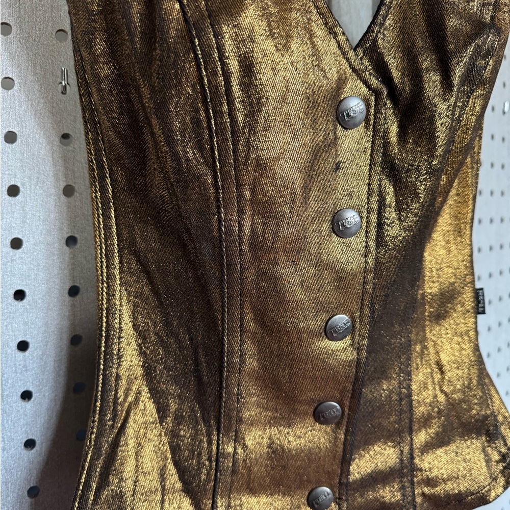 Tripp NYC Gold Metallic Corset Top - Picture 2 of 8